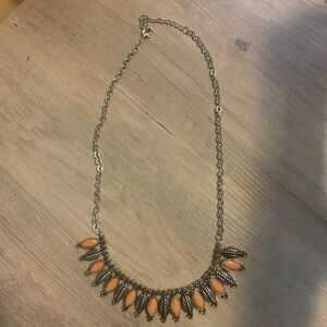 Vintage-Inspired Orange Teardrop Statement Necklace